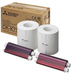 Mitsubishi CK-K75R  Paper roll and Ink Ribbon cassette for 5" prints on CP-K60DW printer